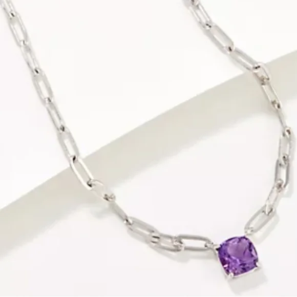 QVC Affinity Gems 🦋Blue Topaz Paperclip Necklace Sterling Silver 18" w/extender - Picture 2 of 12